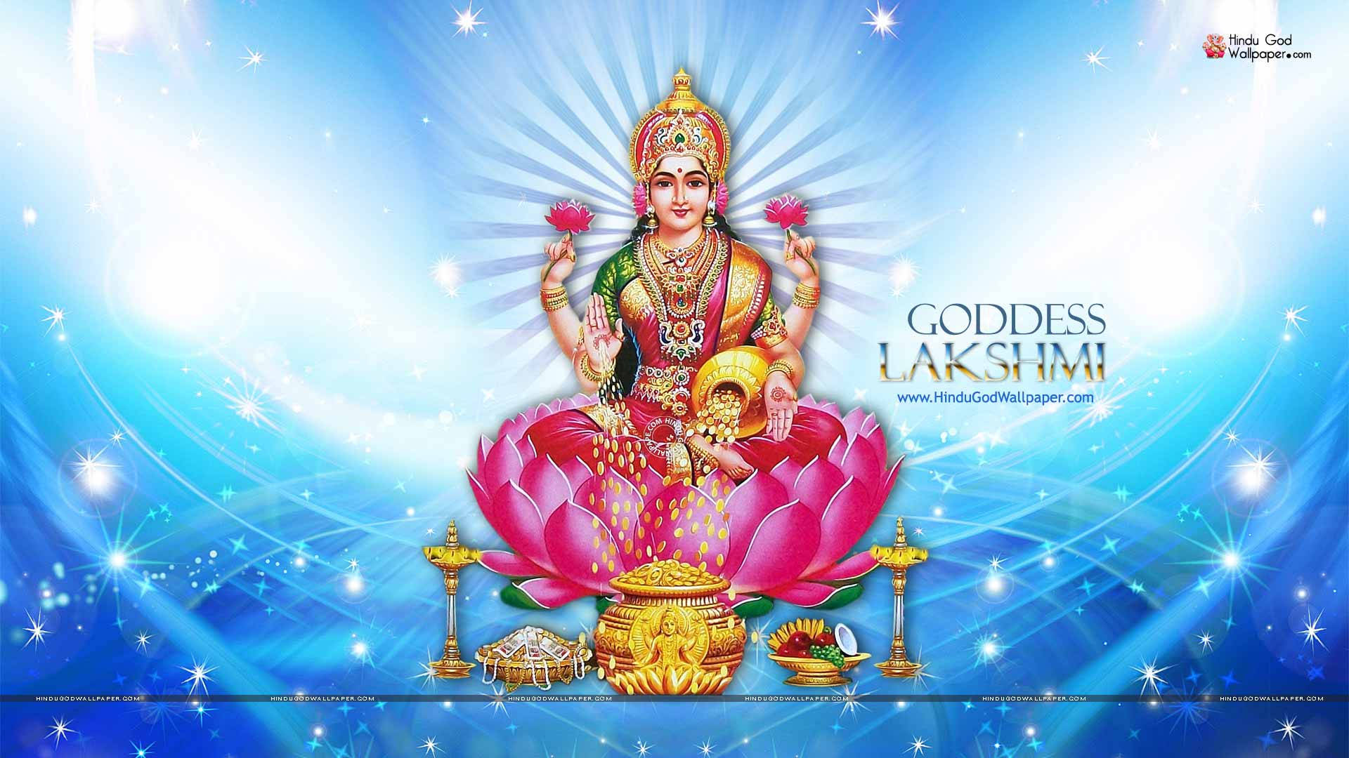 Lakshmi With Golden Jar Background