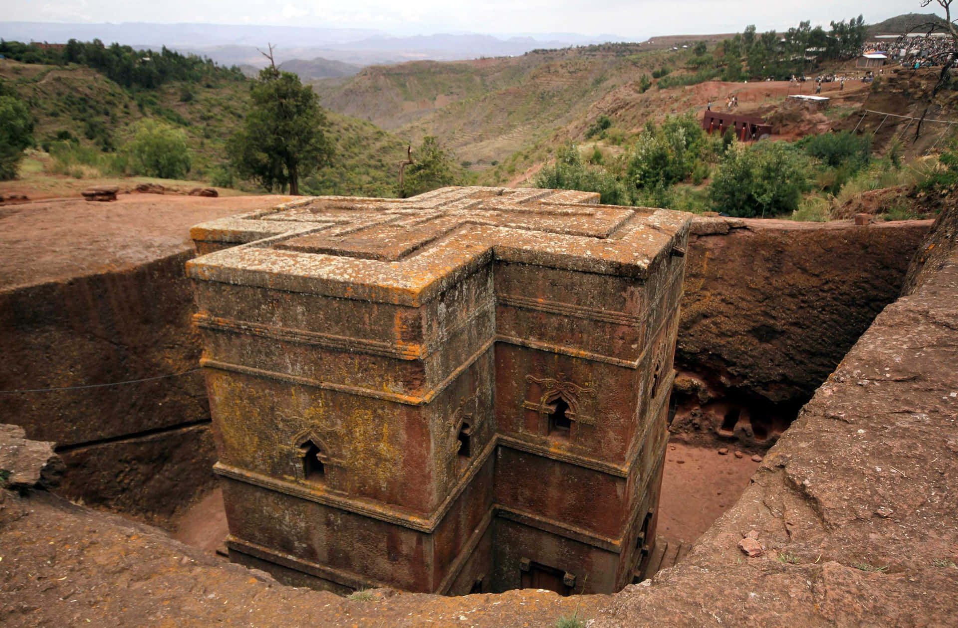 Lalibela's Cross-shaped Church When Empty Background