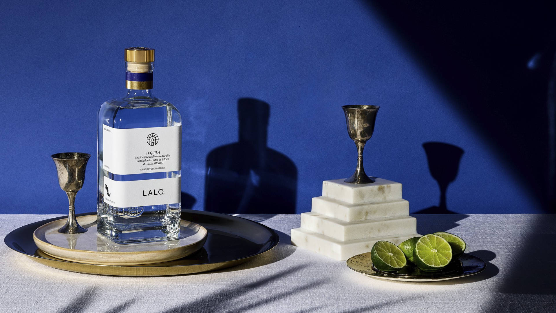 Lalo Tequila On Blue Background