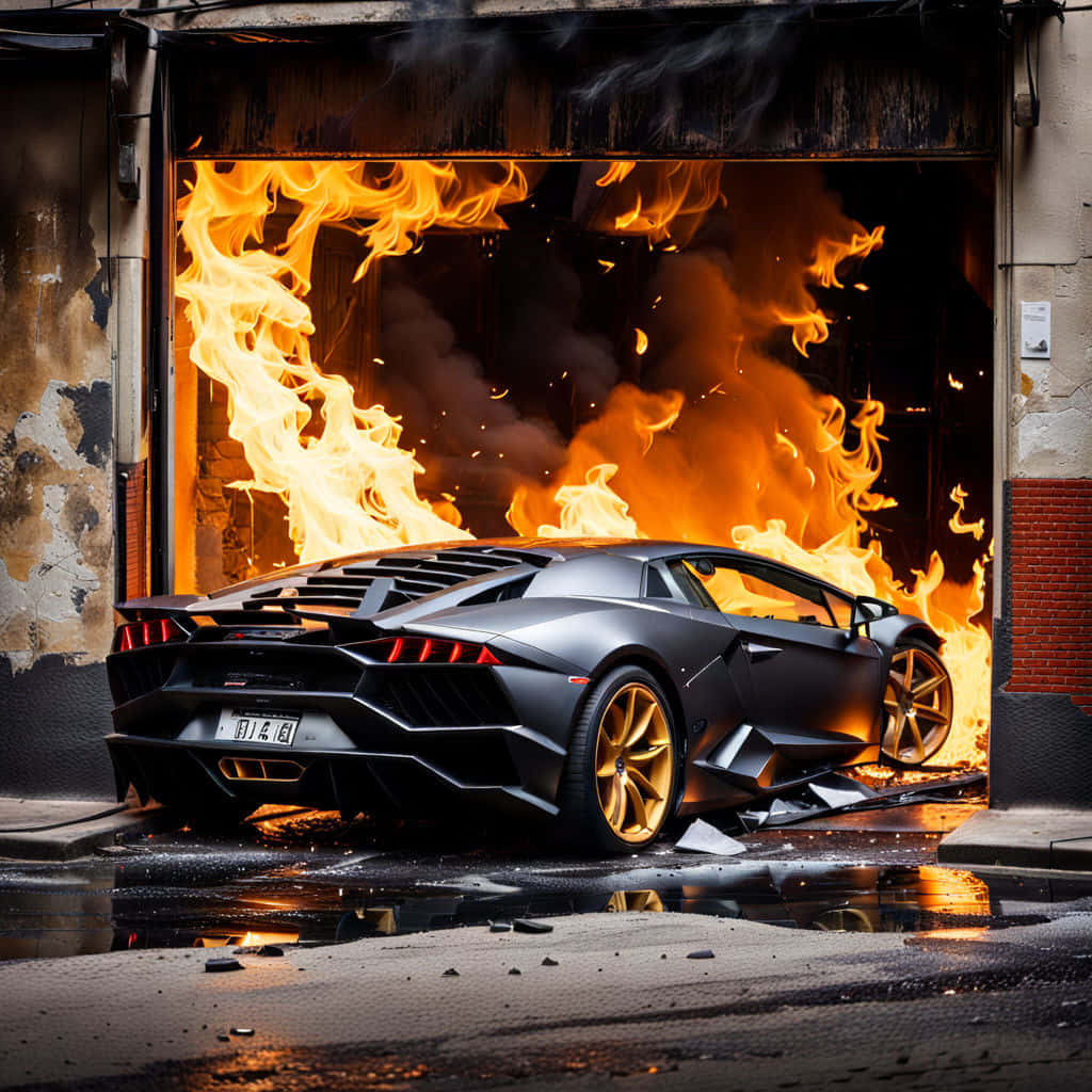 Lamborghini_ Aventador_ Engulfed_in_ Flames Background
