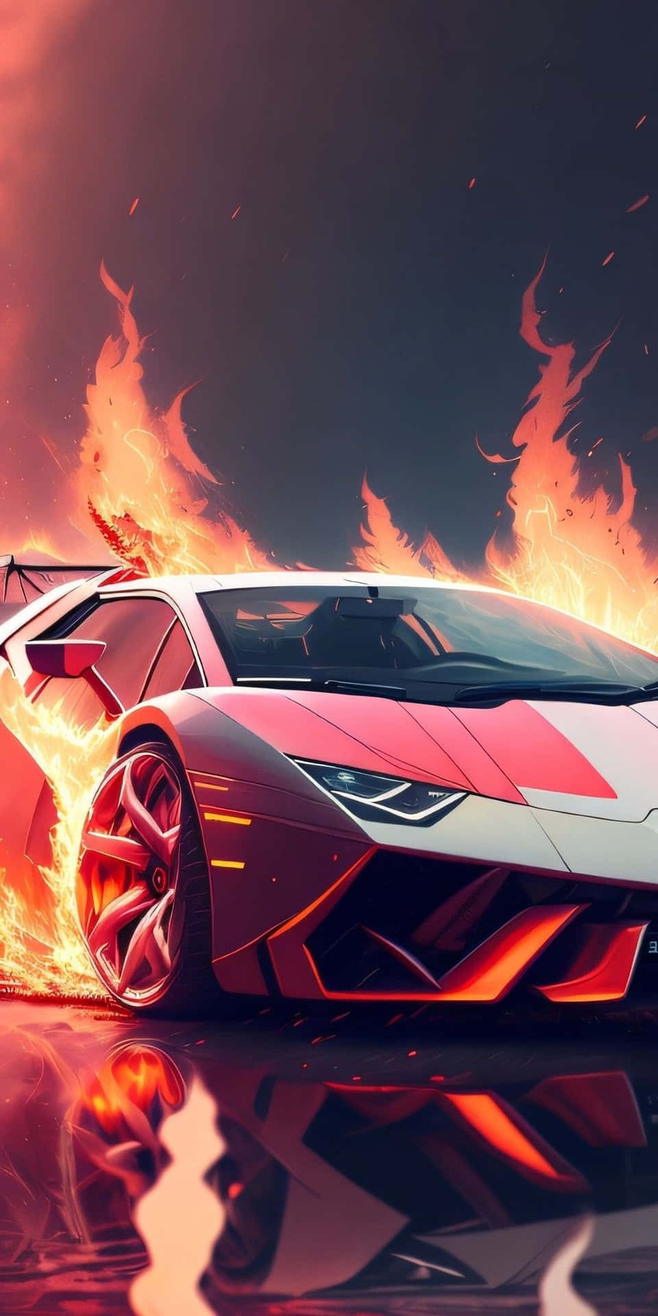 Lamborghini Aventador Flames Background