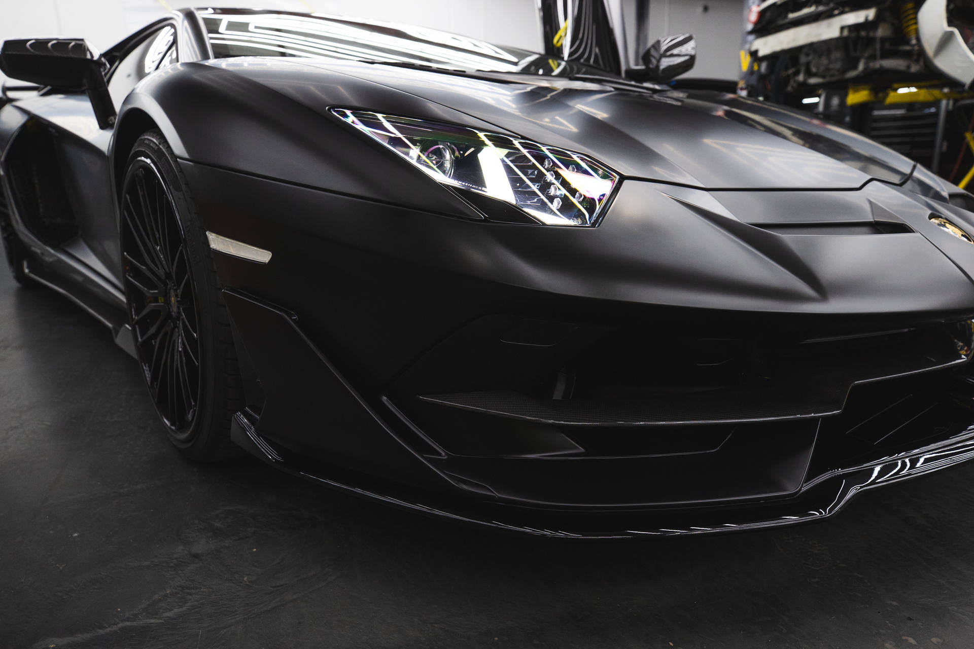 Lamborghini Aventador Headlights Black Sports Cars