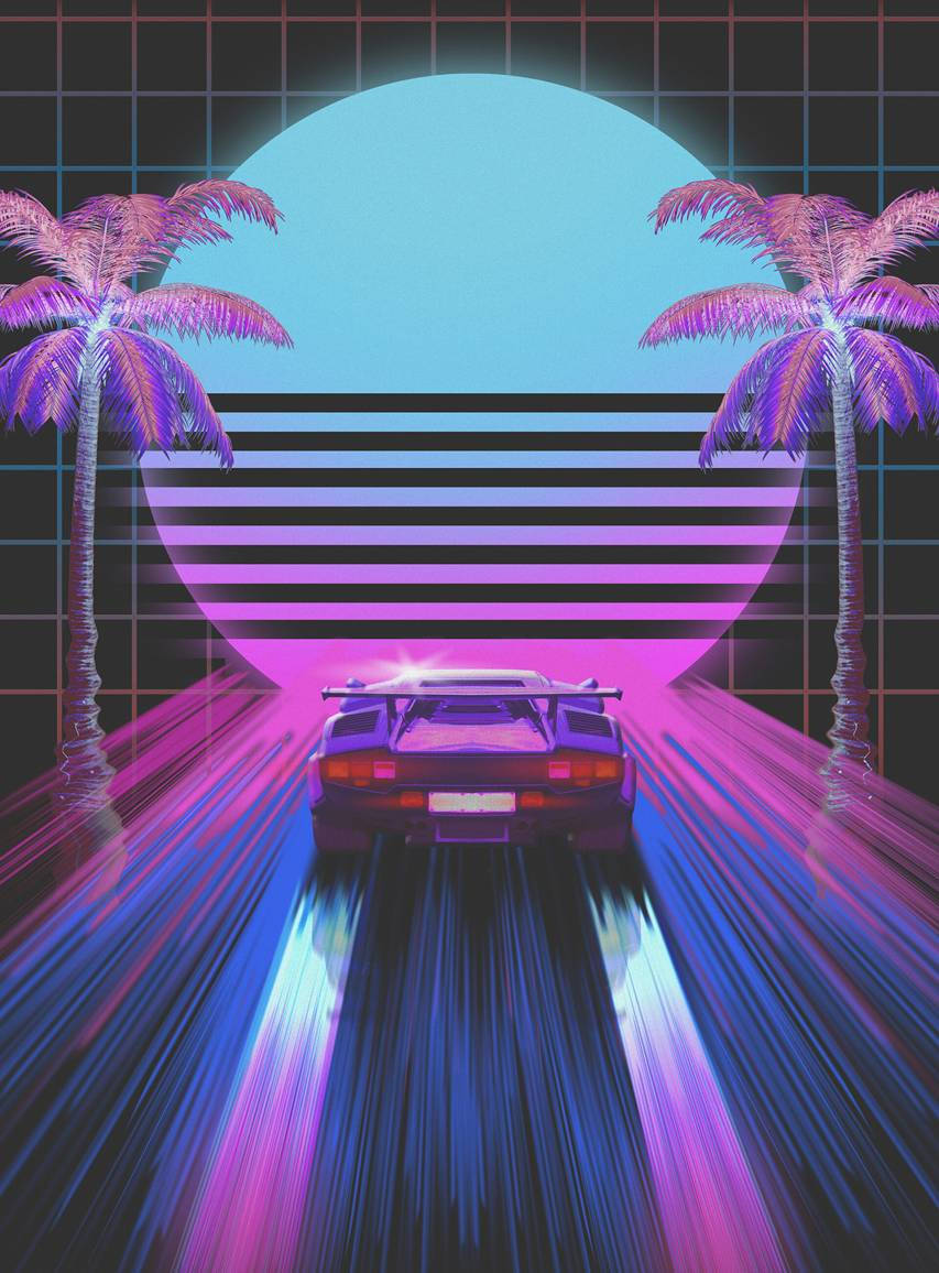 Lamborghini Countach Dark Neon Iphone Background