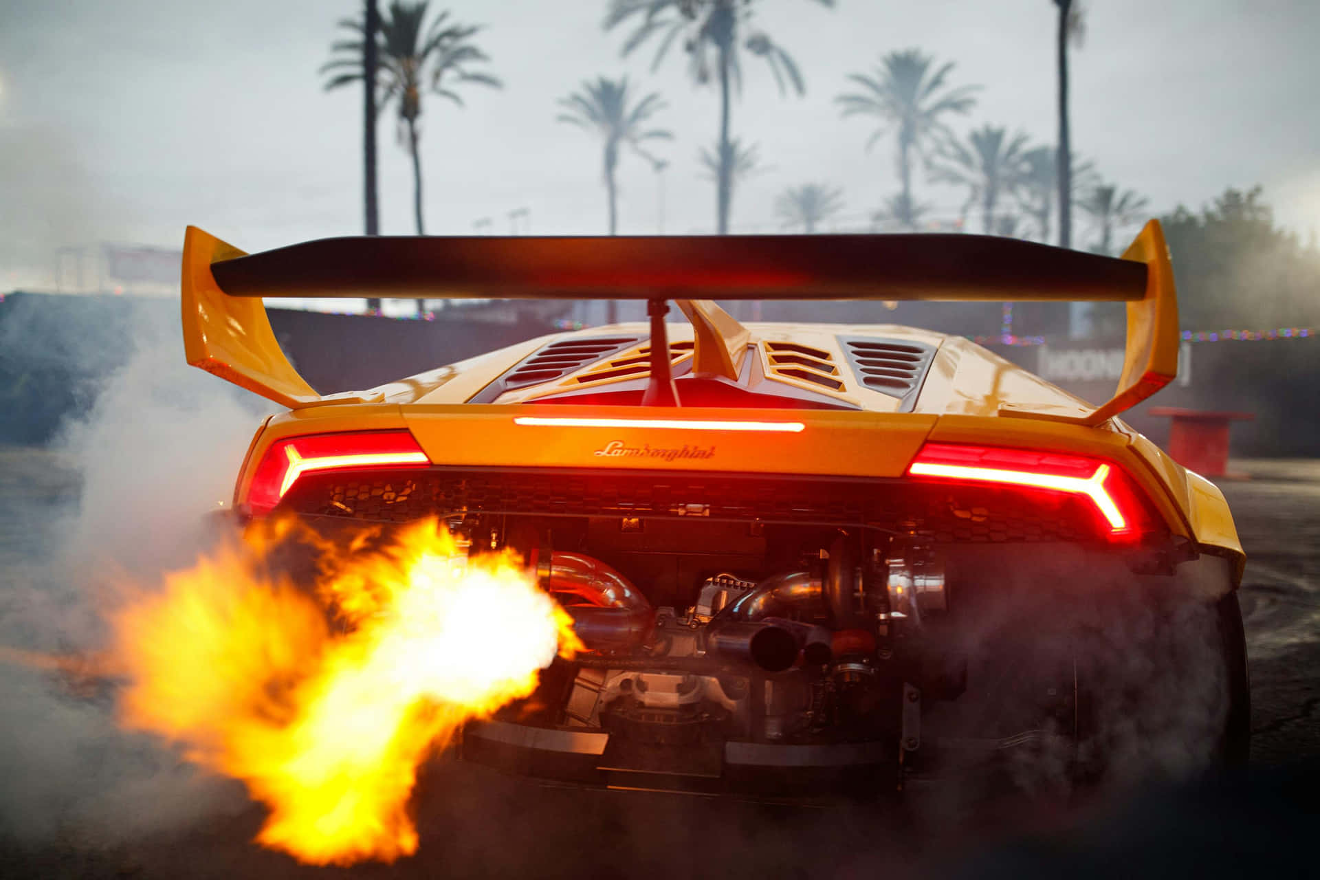 Lamborghini_ Exhaust_ Flames Background