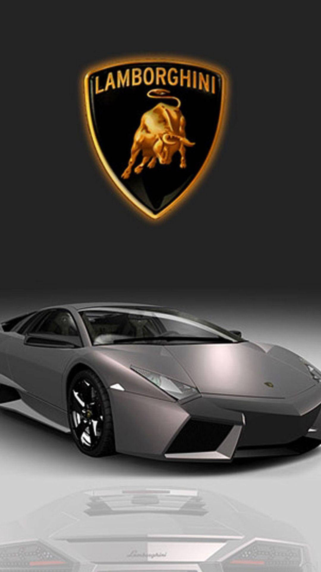 Lamborghini Iphone Silver Car With Logo Background