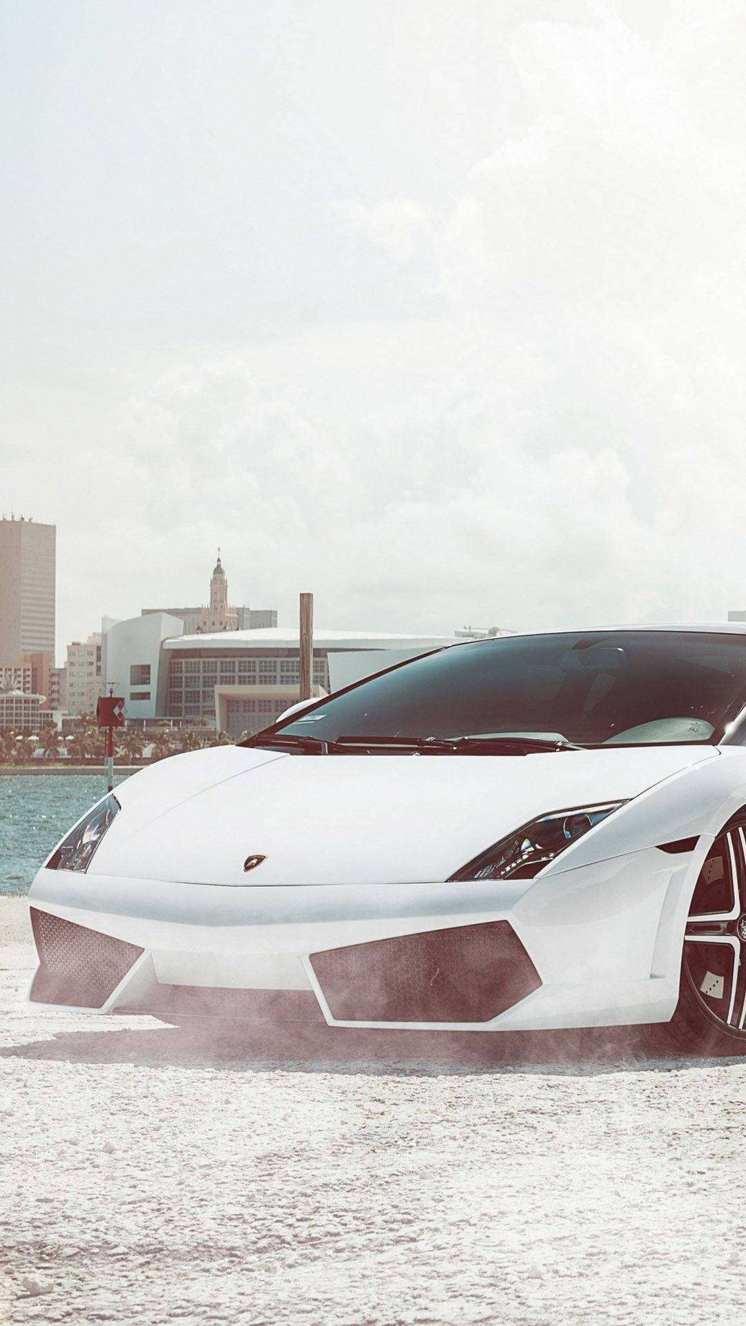 Lamborghini Iphone White Aesthetic With Dust Background