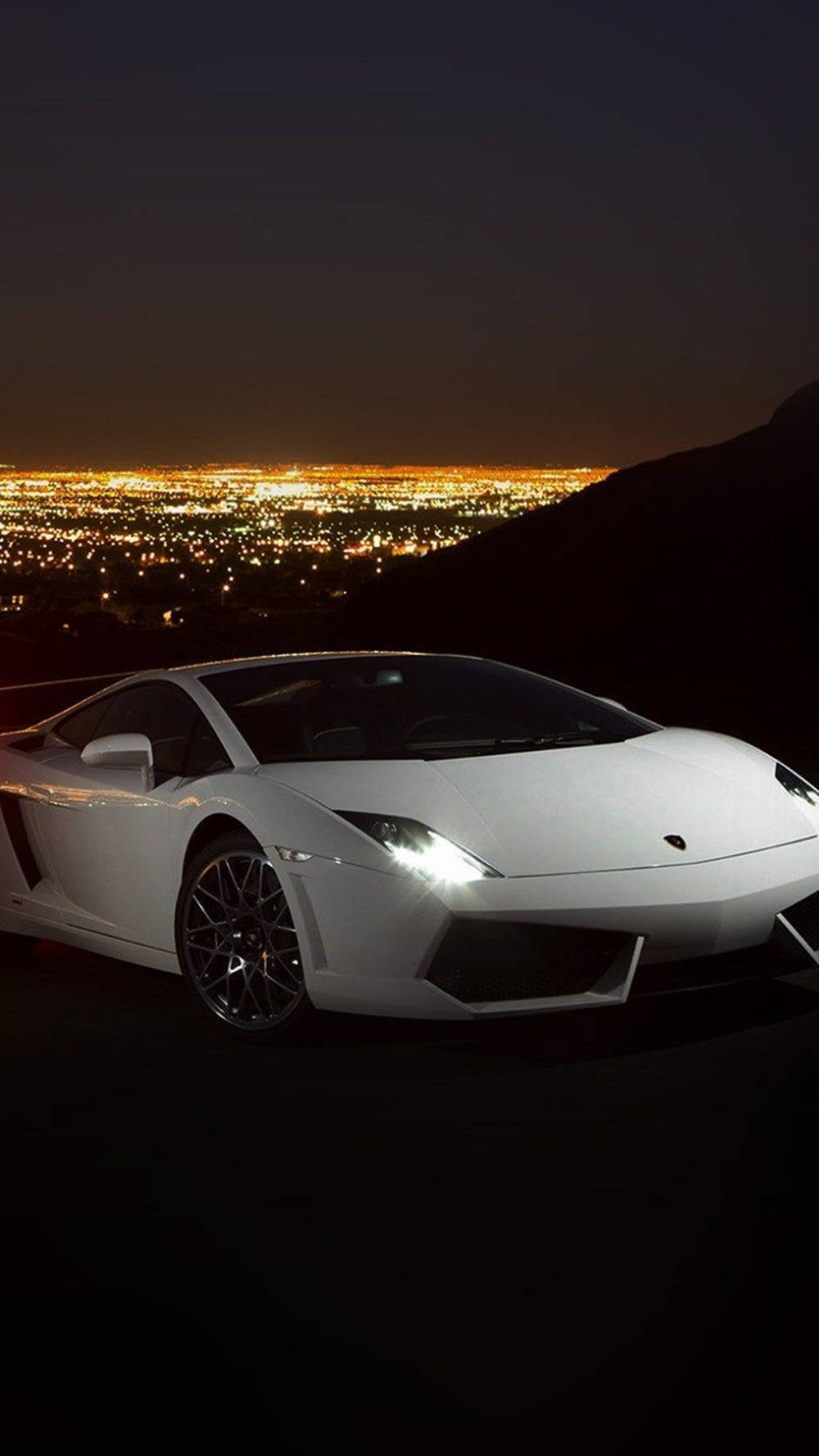 Lamborghini Iphone White Car With City View Background