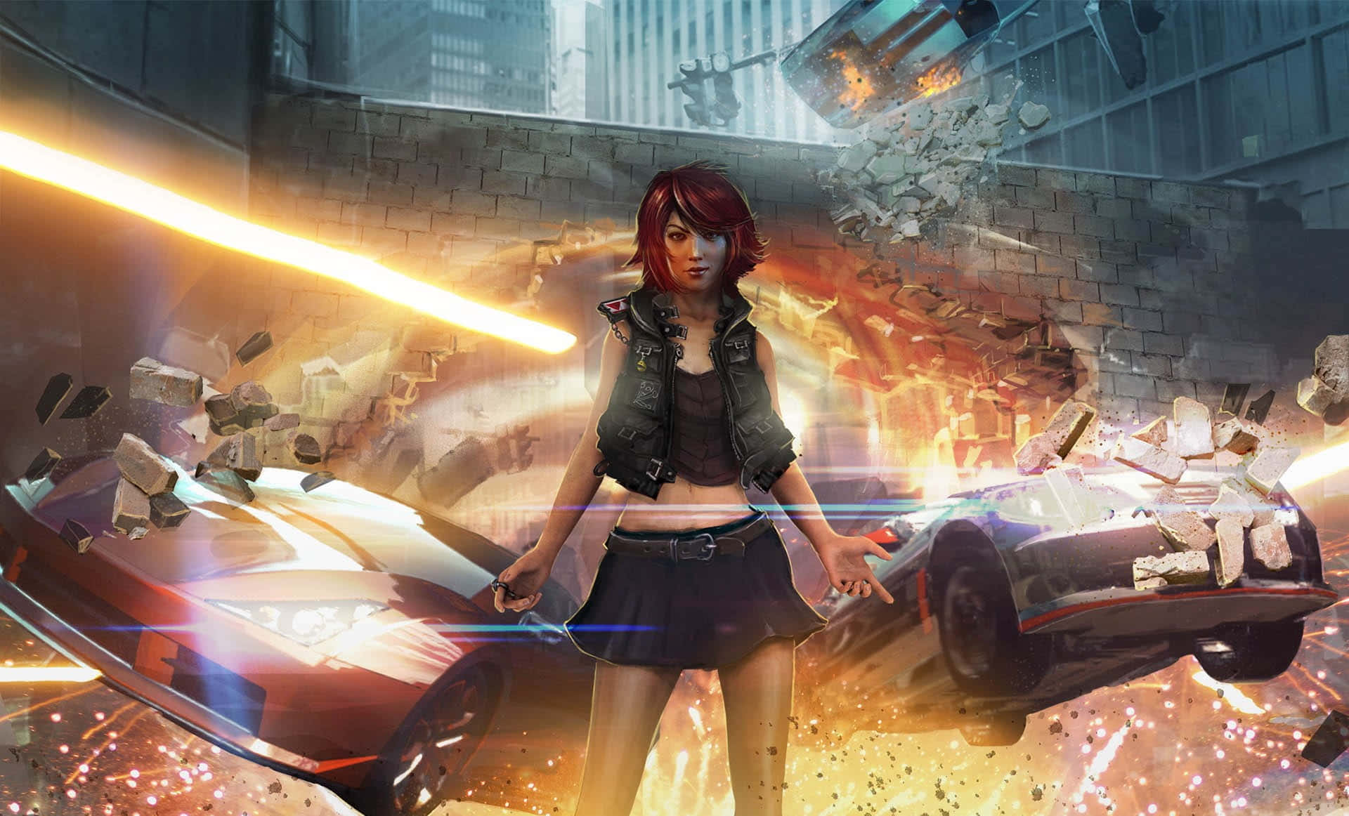 Lamborghini On Fire Ridge Racer Girl Background