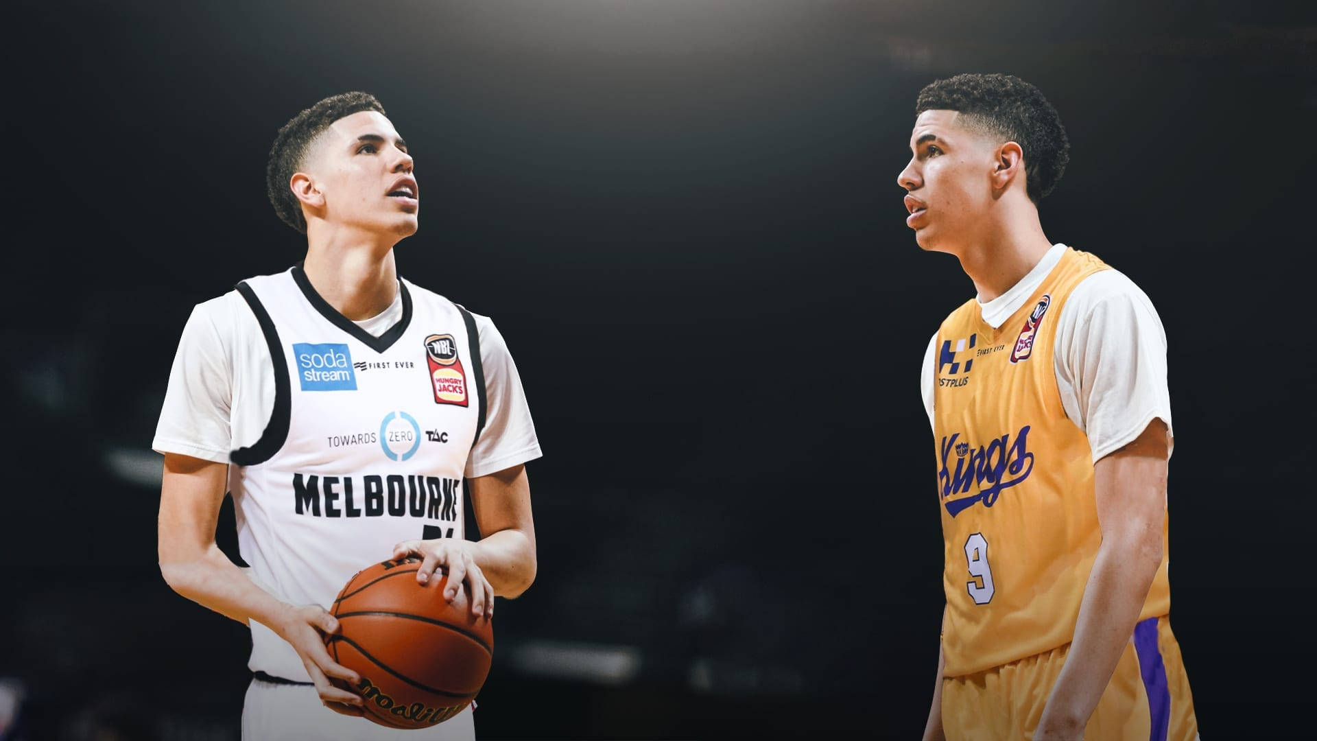 Lamelo Ball In Melbourne And Kings Background