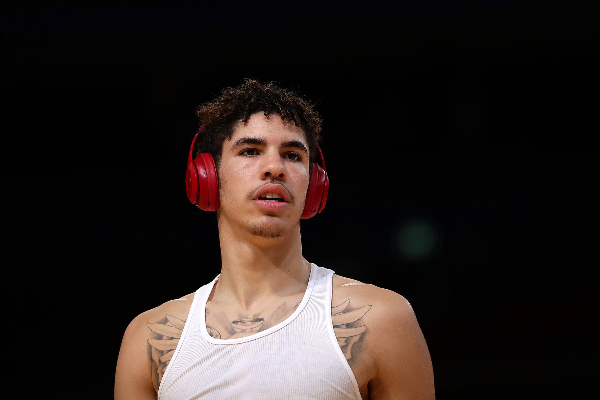 Lamelo Ball With Red Headphone Background