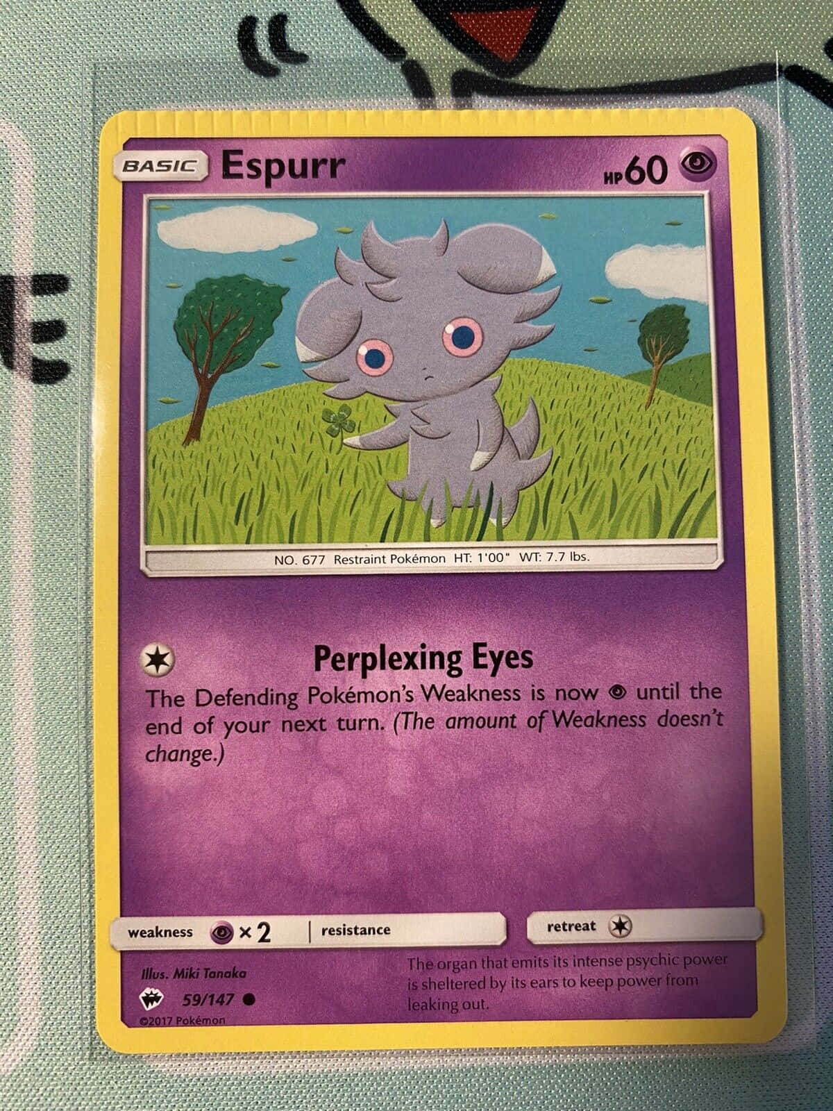 Laminated Espurr Pokémon Card