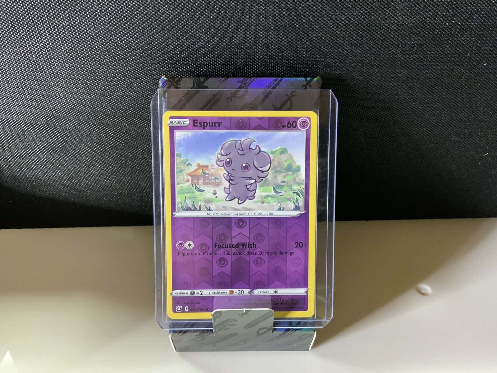 Laminated Focused Wish Pokémon Card Of Espurr Background