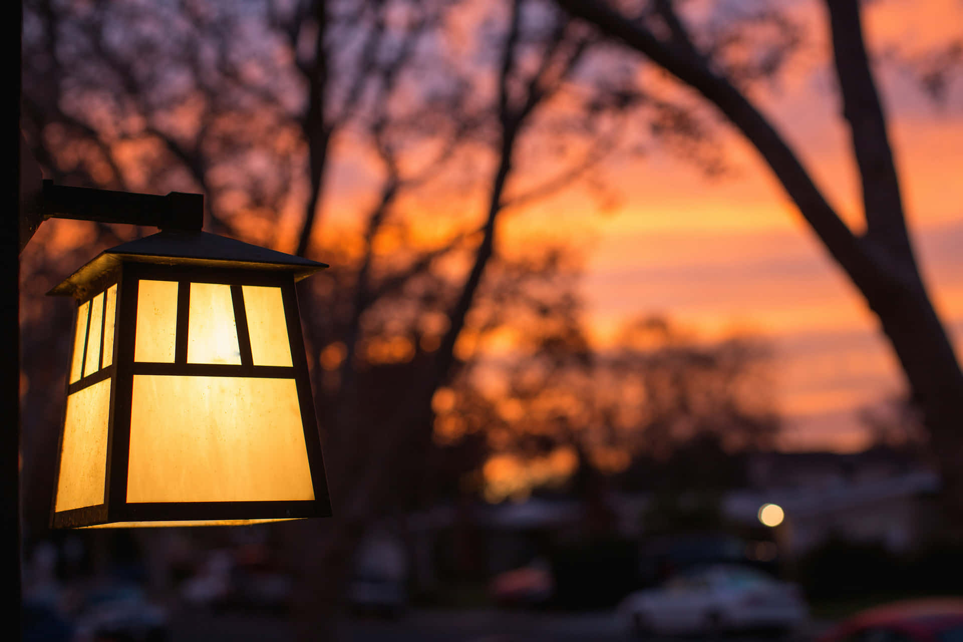 Lamp Post Under Evening Sky Background