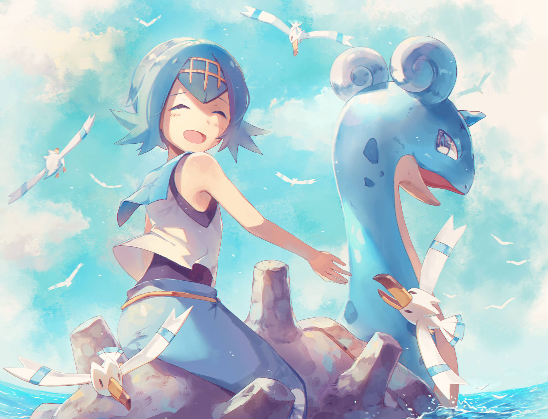 Lana Riding Lapras