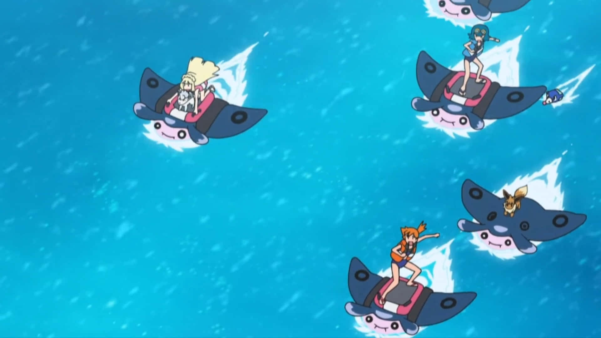 Lana Surfing With Mantine Background