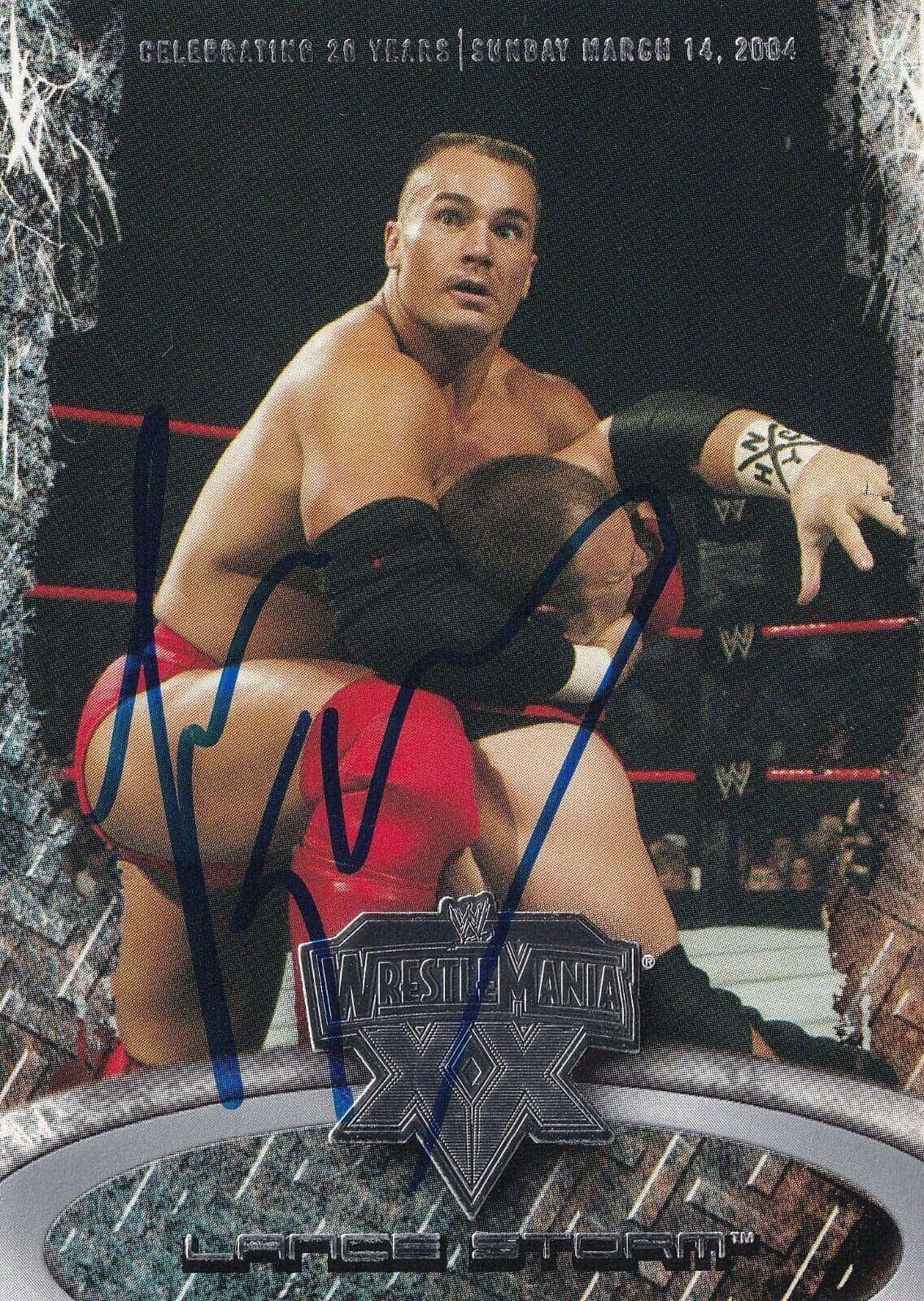 Lance Storm Signed 2004 Fleer Wwe Wrestlemania Xx Card Background