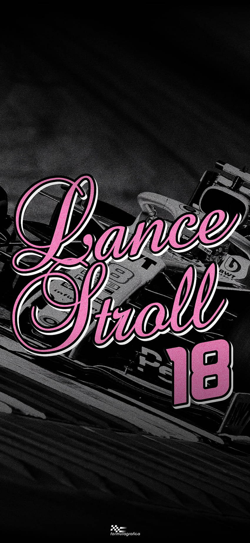 Lance Stroll - Formula 1 Ace In Rose-tinged Typography Background