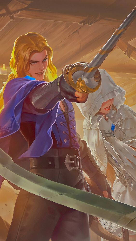 Lancelot Mobile Legend Protecting Odette Fanart Background