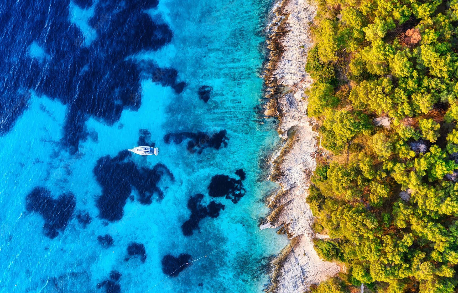 Land Meets Sea In Crotia Background