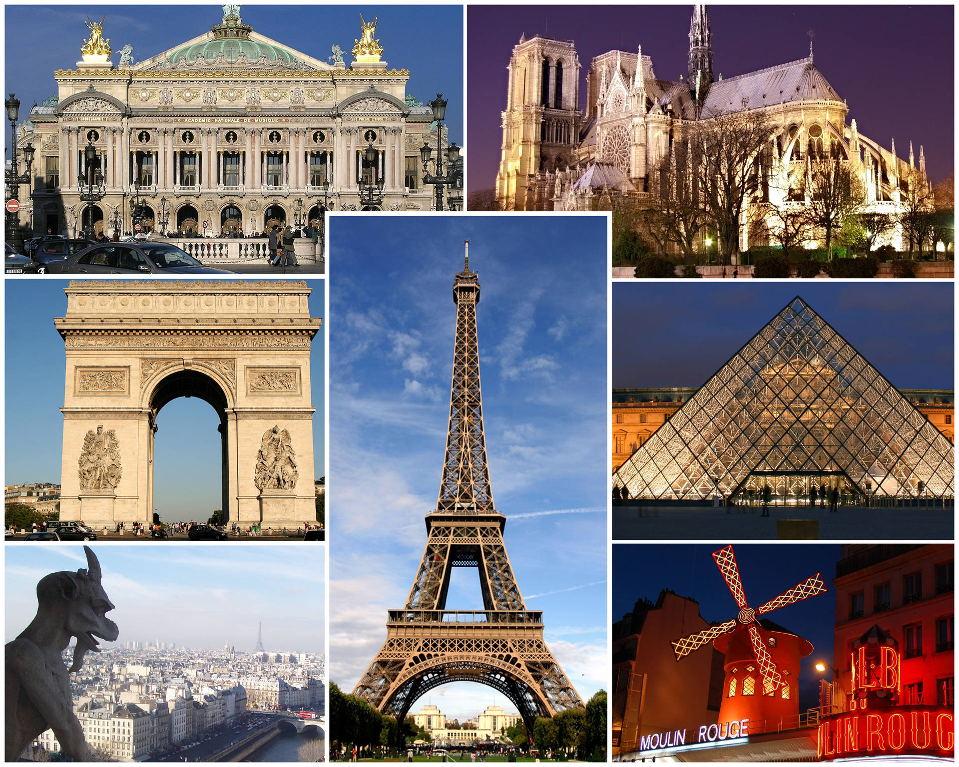 Landmarks In Paris Collage Background