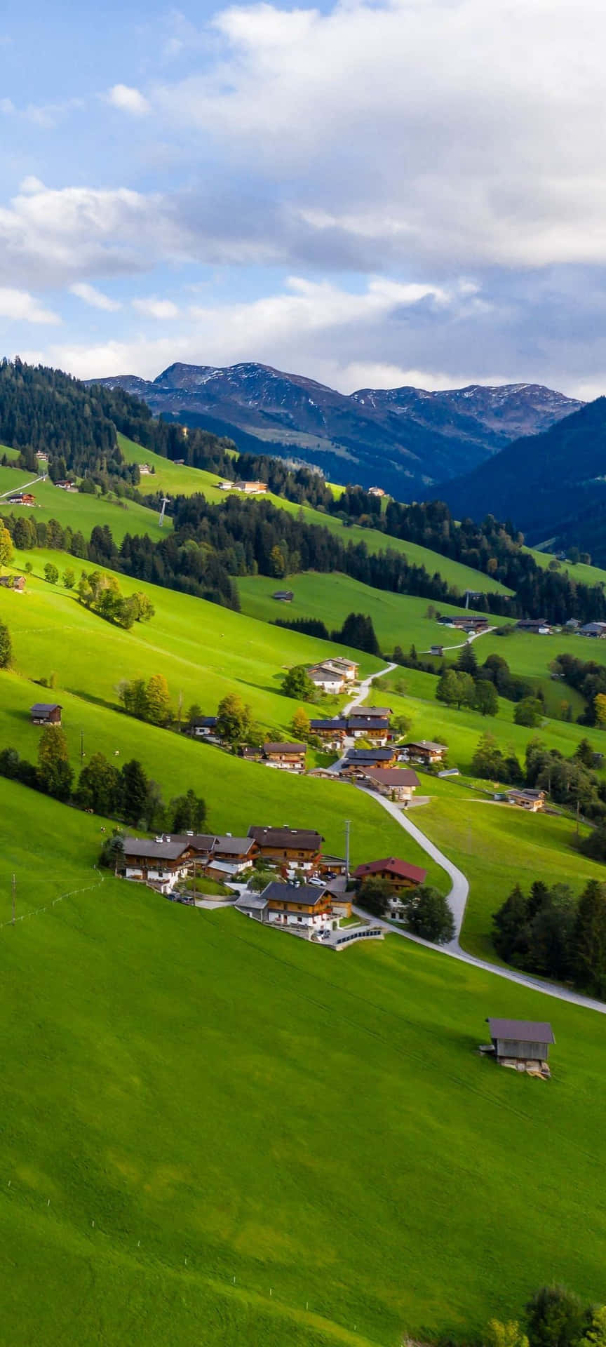 Landscape Lush Green Hill Village