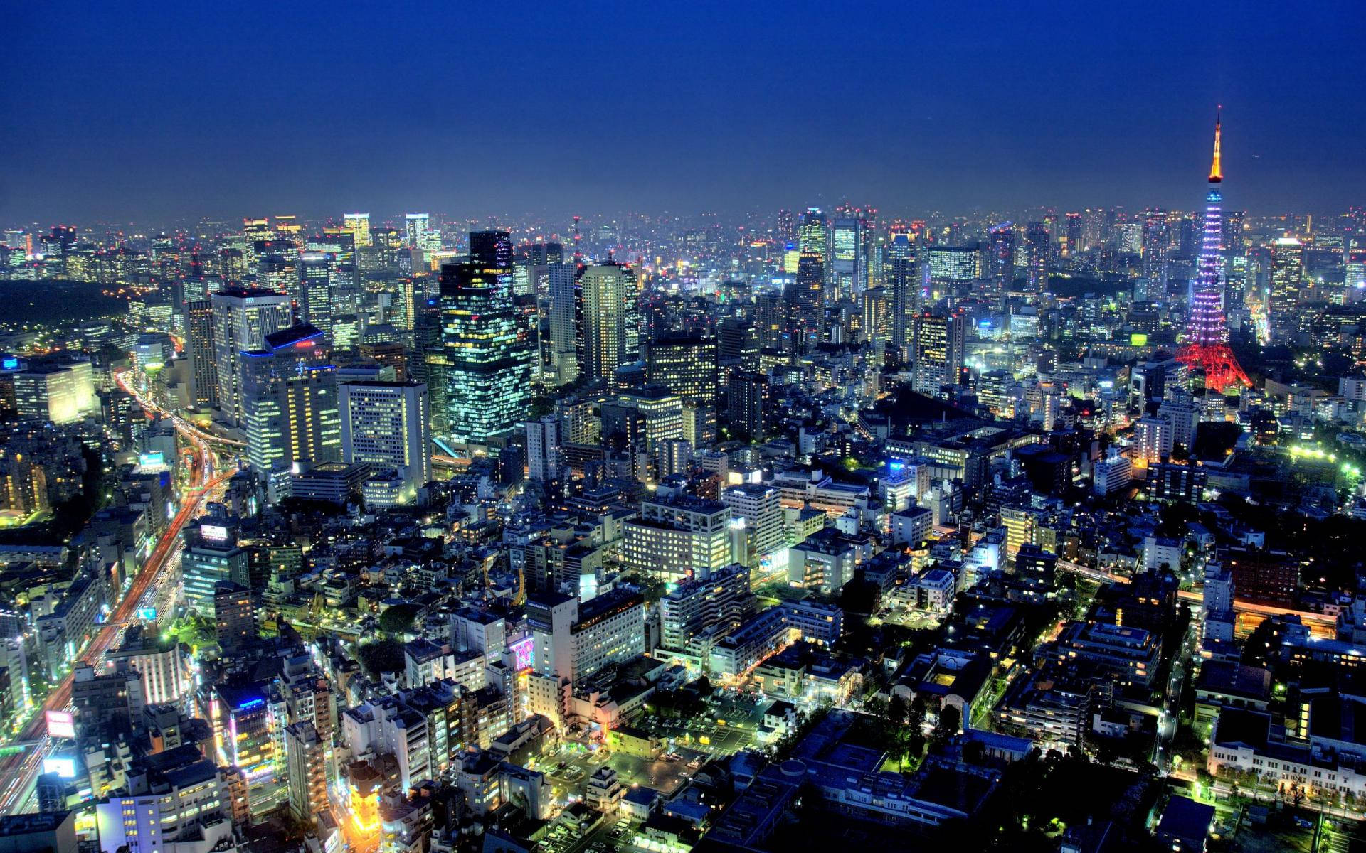 Landscape Of Tokyo City At Night Background