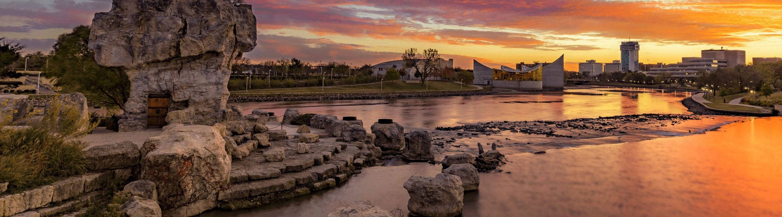 Landscape Of Wichita's Keeper Of The Plains. Background