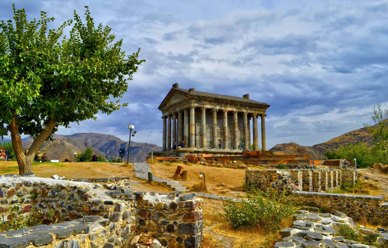 Landscape Photo Of Garni Temple Background