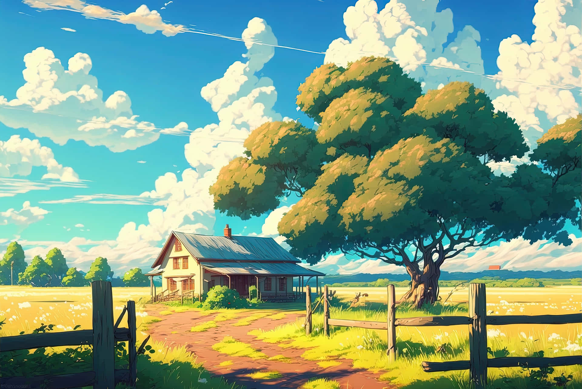 Landscape View Of A Farm Background