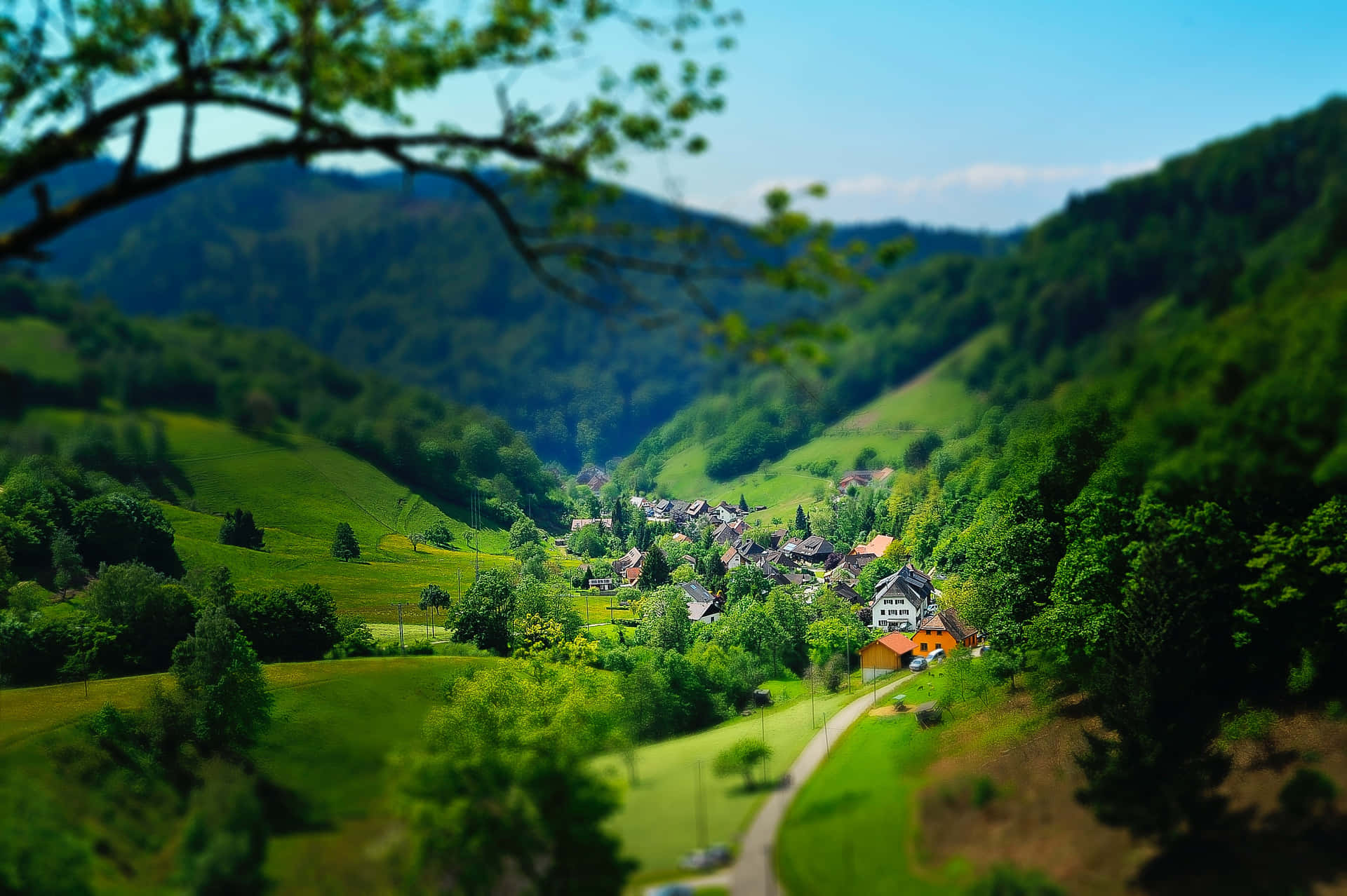 Landscape Village Deep Focus Effect Background