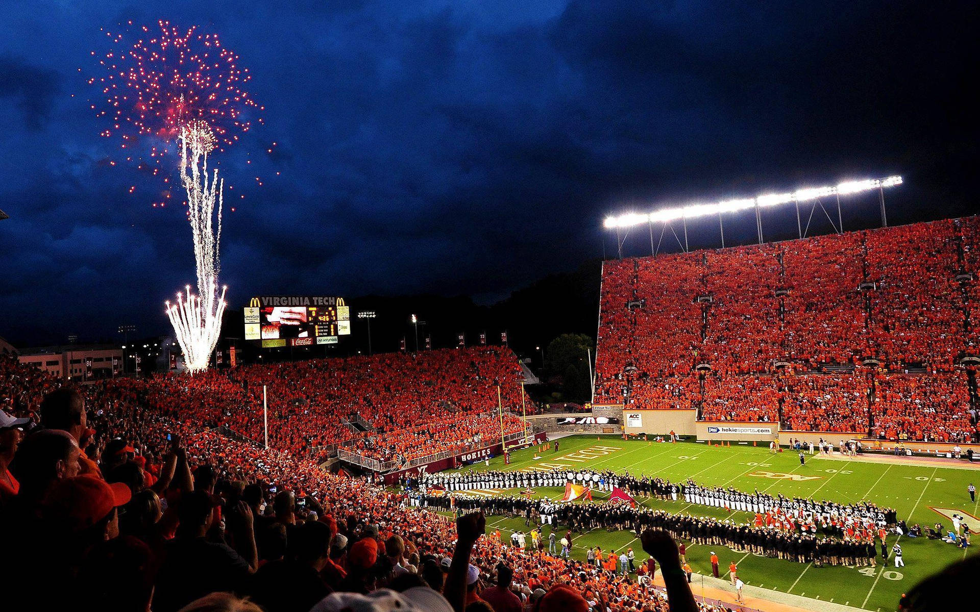 Lane Stadium Virginia Tech During Night Background