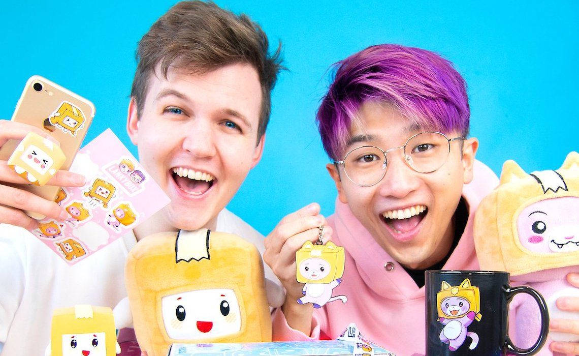 Lankybox Justin And Adam With Plushies Background