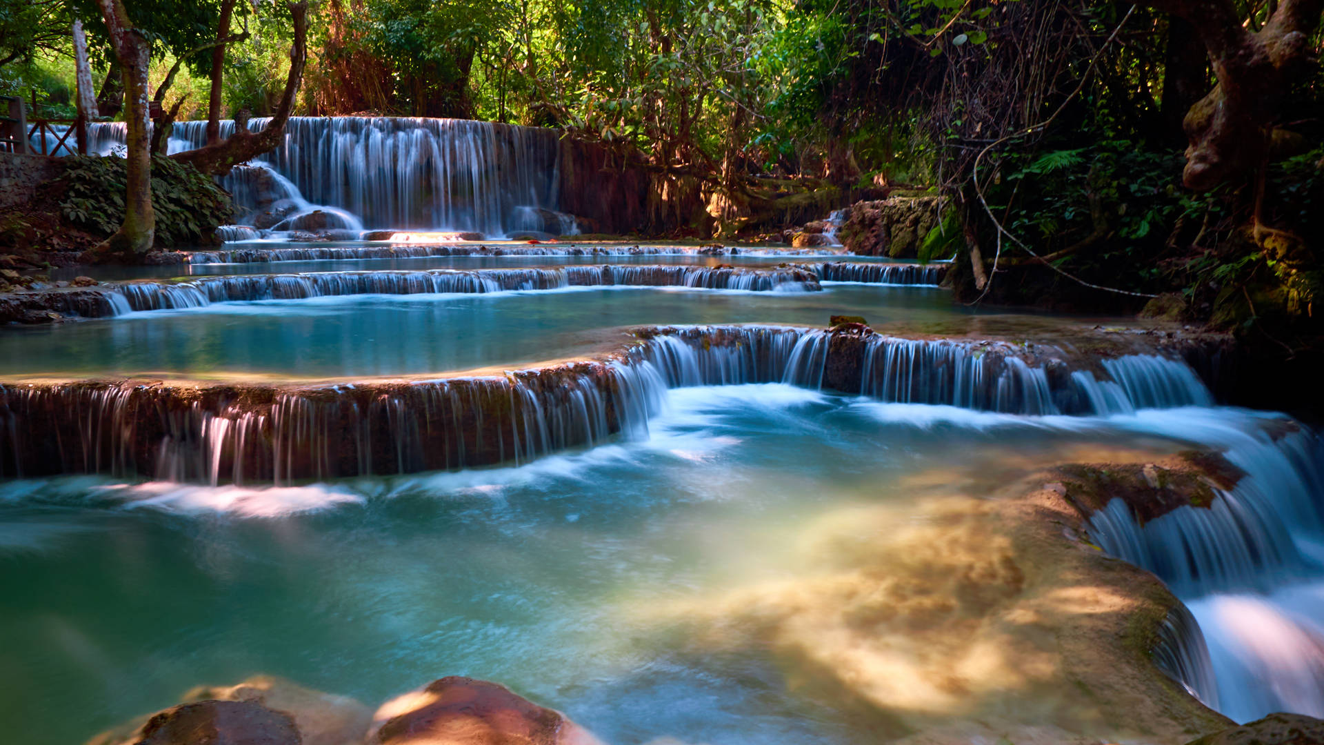 Laos Kuang Si Waterfalls Background