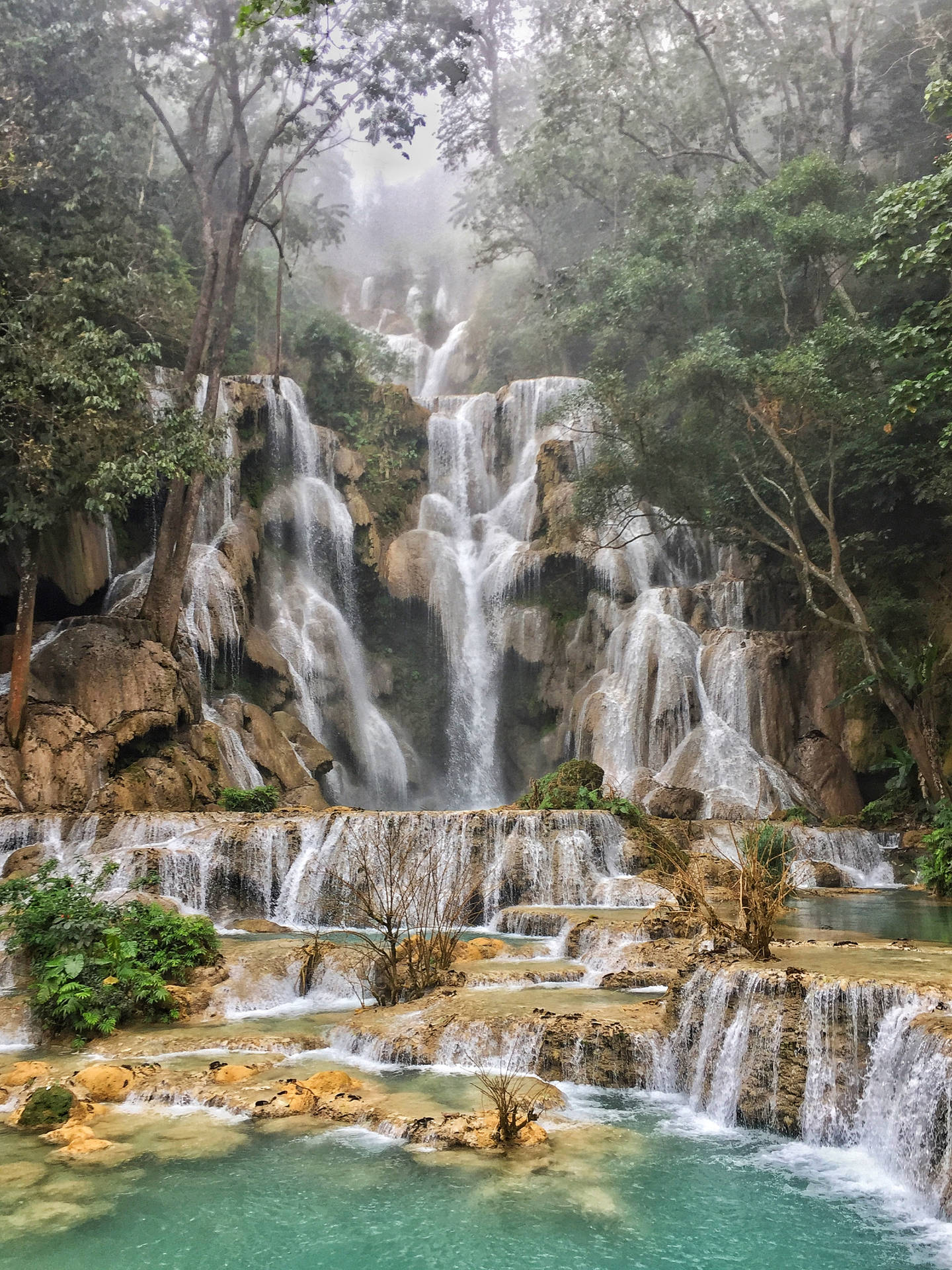 Laos Magical Kuang Si Falls Background