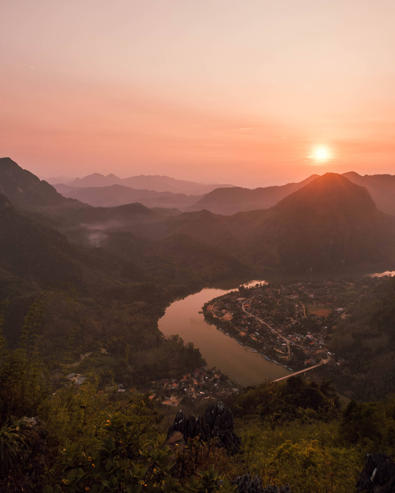 Laos Nong Khiaw River Background