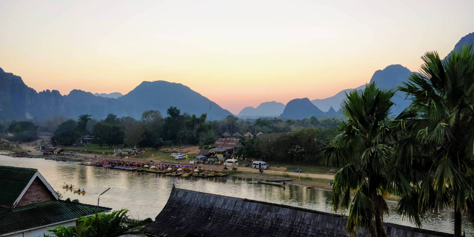Laos Vang Vieng Scenery Background