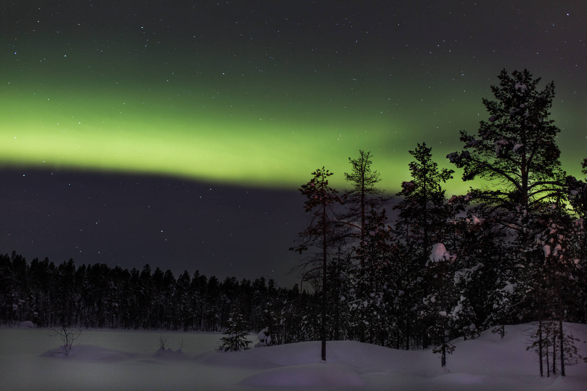 Lapland Finland Green Aurora Borealis Background