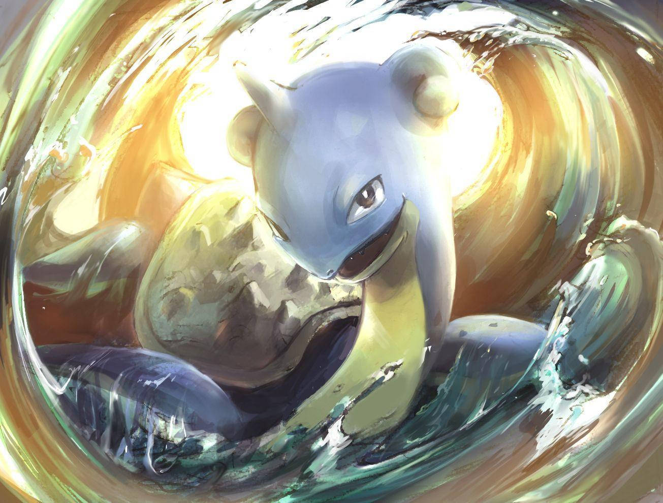 Lapras In The Ocean Wave Background