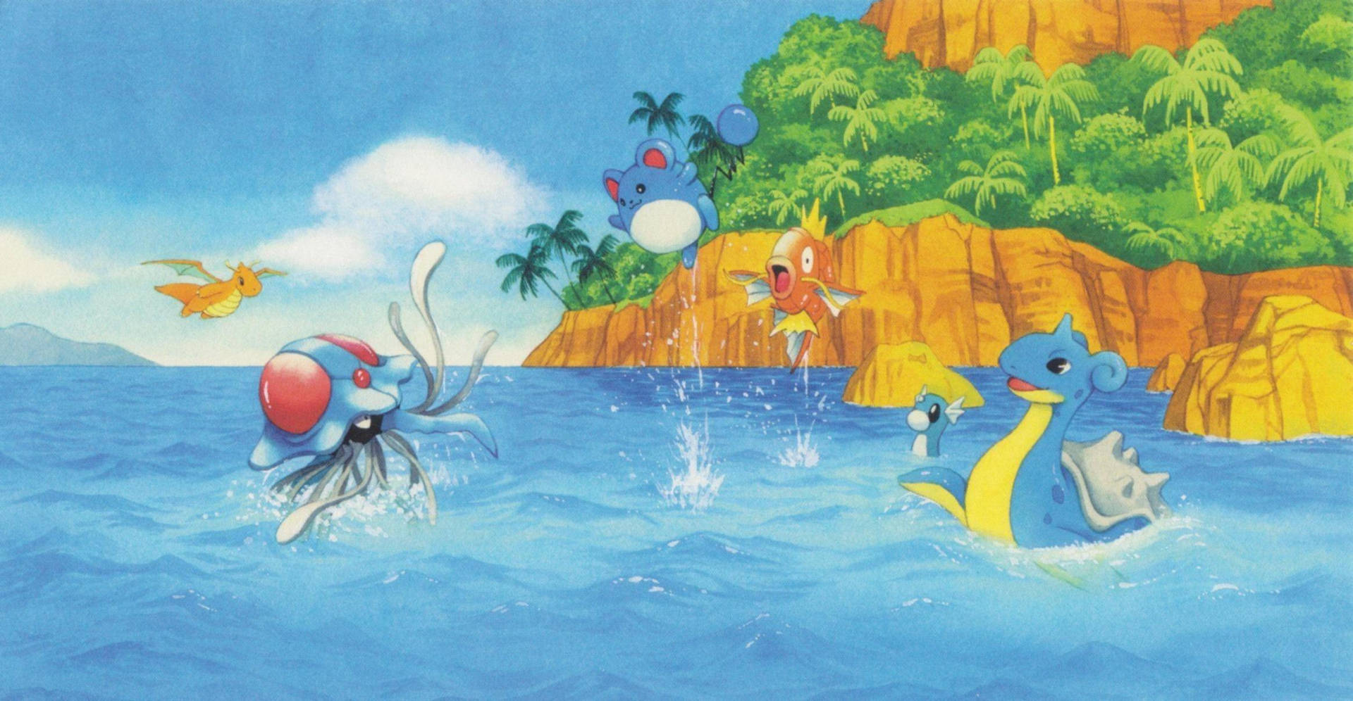 Lapras Swimming With Other Pokémon