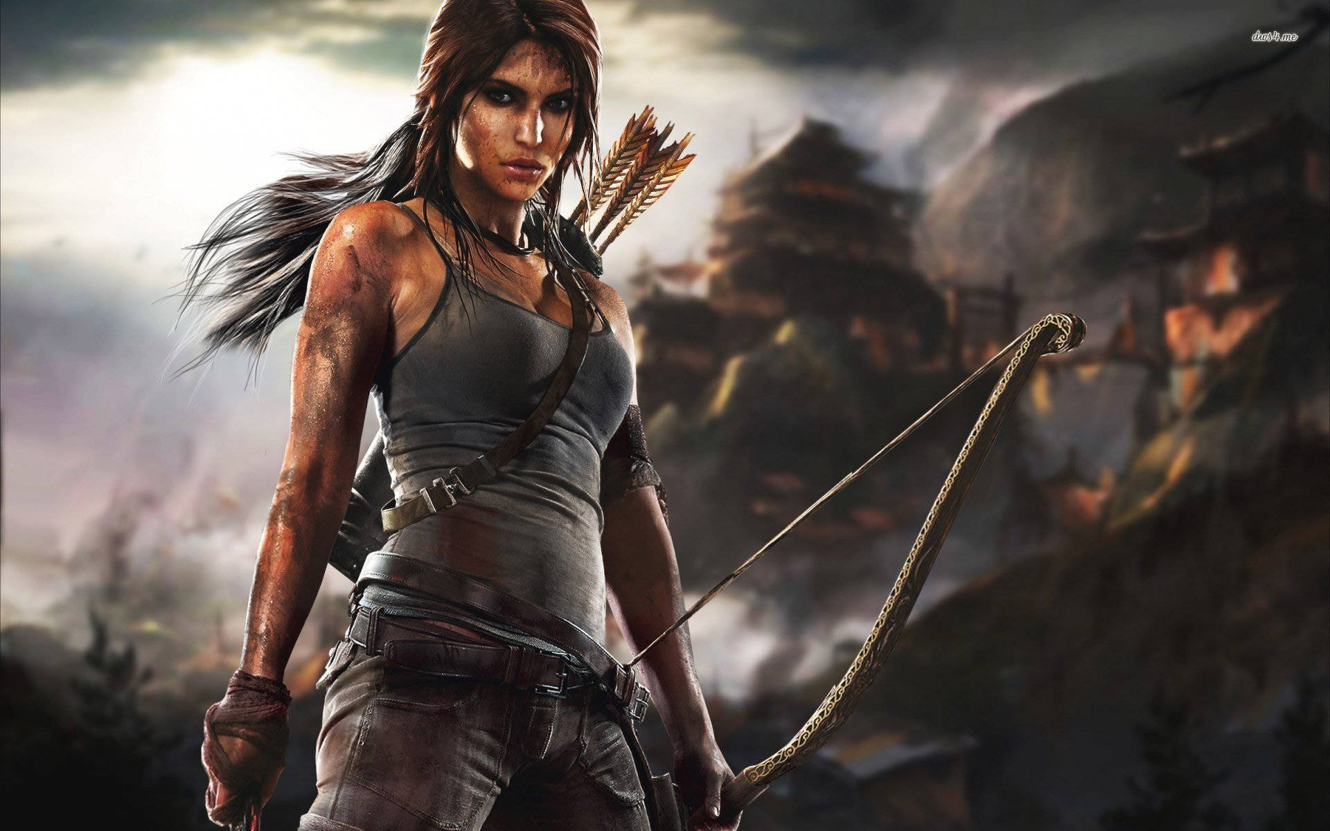 Lara Croft, Brave Adventurer Ready To Explore New Lands. Background