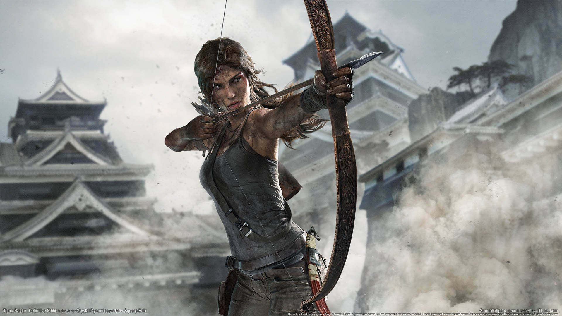 Lara Croft In Action In The Tomb Raider Game Background