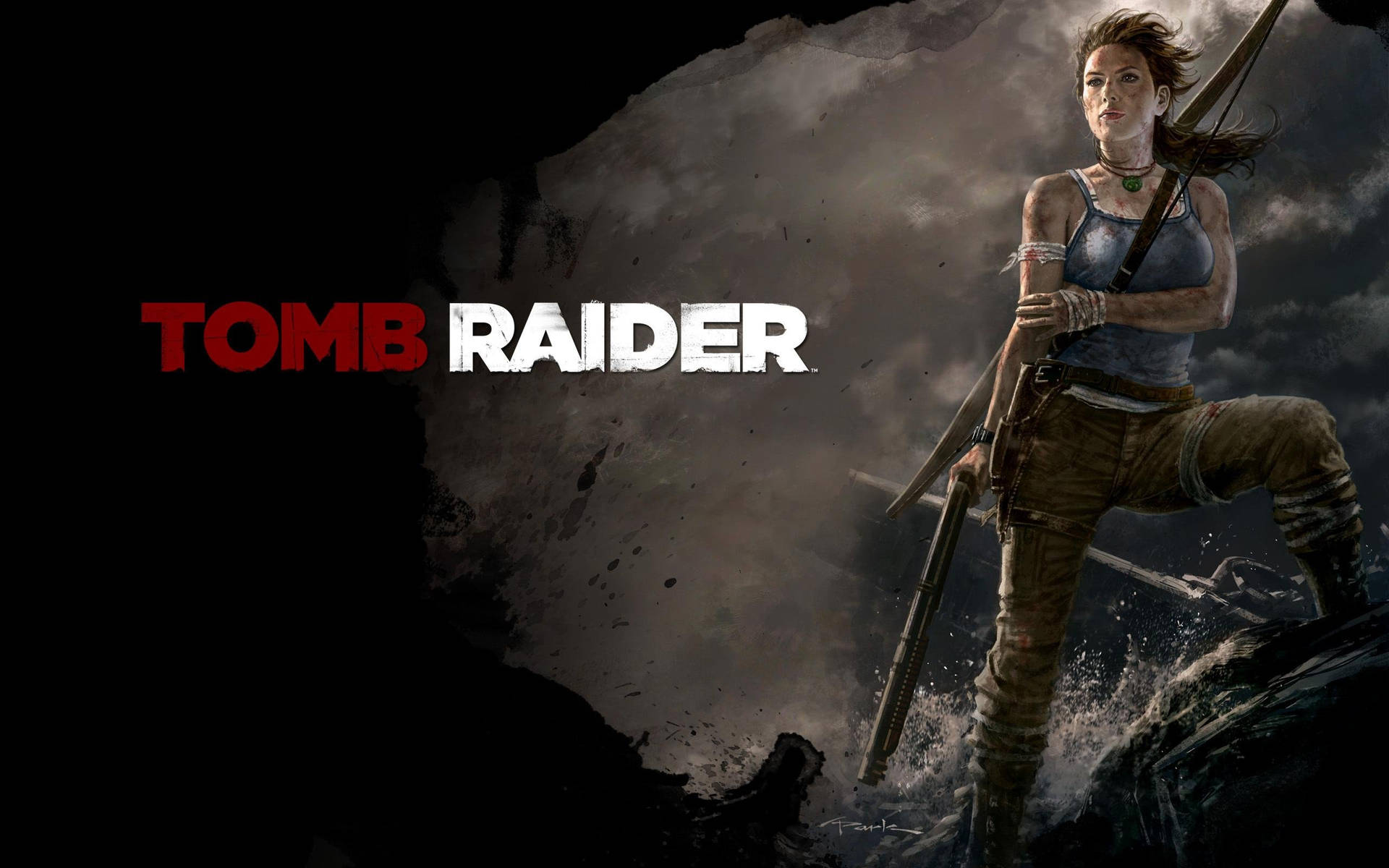 Lara Croft In Action In The Tomb Raider Game Background