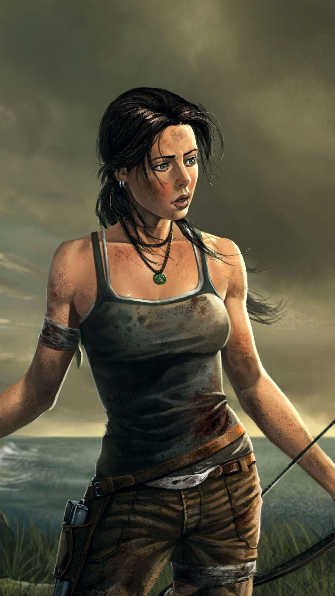 Lara Croft Iphone In Tank Top Background