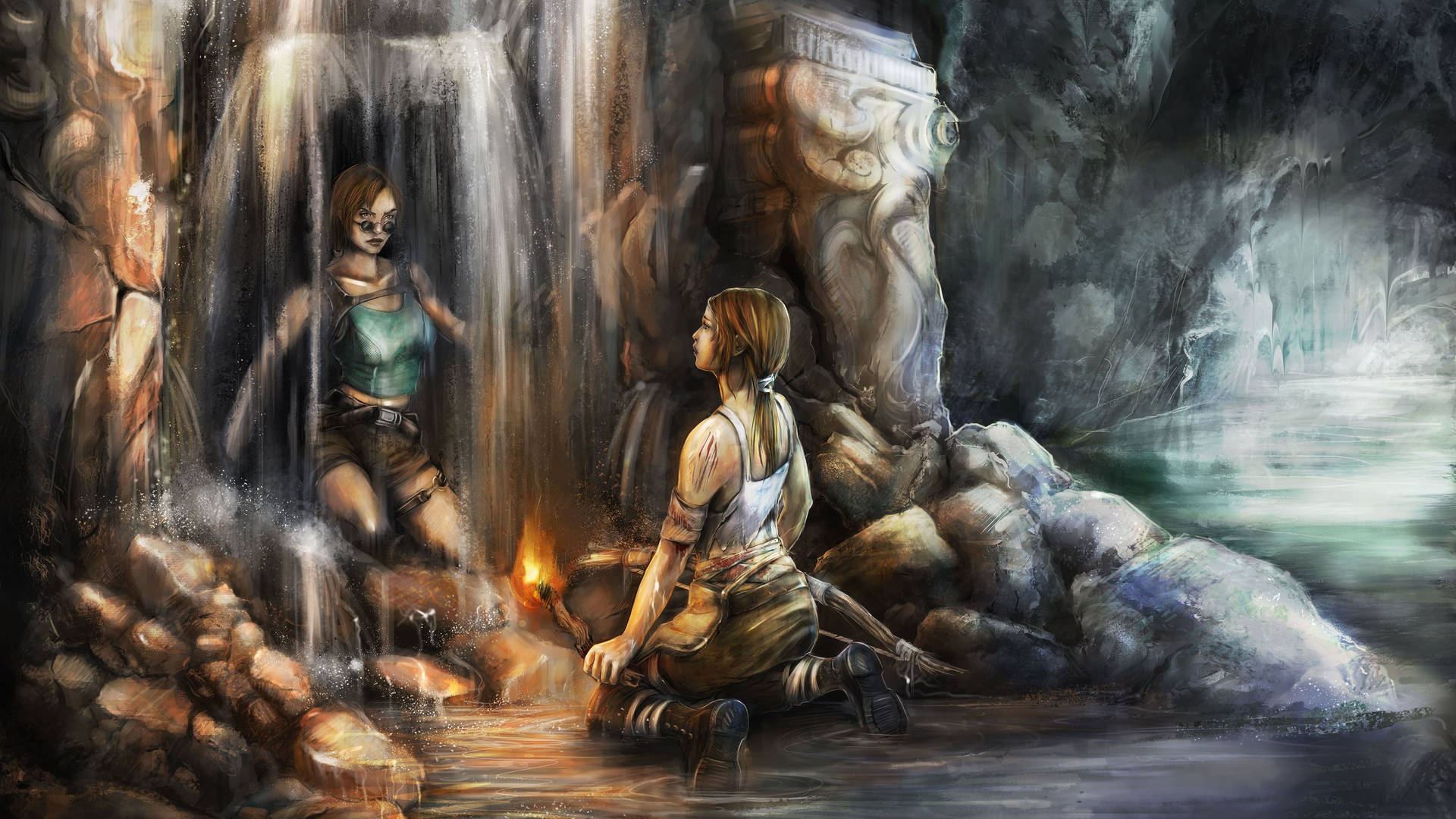 Lara Croft Reflection Tomb Raider Hd Background
