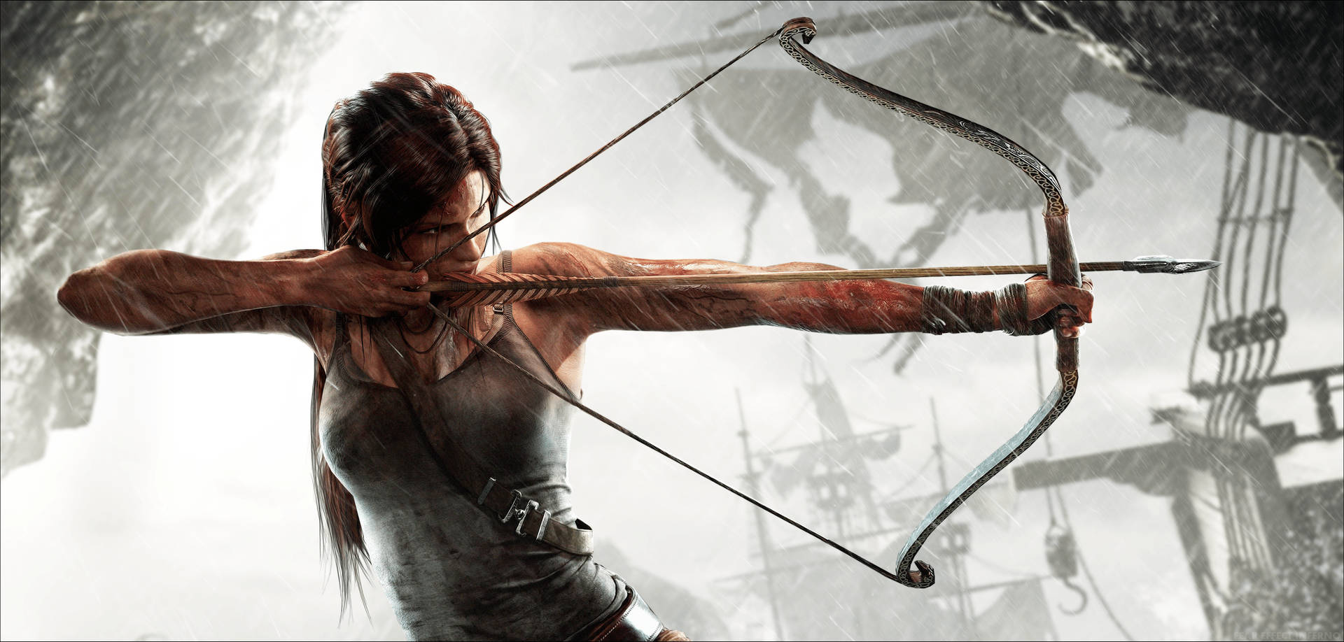 Lara Croft Shooting Arrow Tomb Raider Background