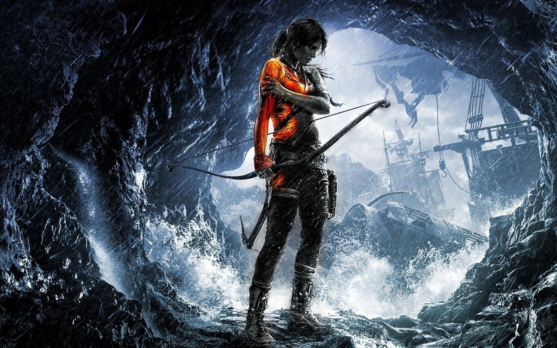 Lara Croft Stands Triumphant Over Her Foes In Rise Of The Tomb Raider Background