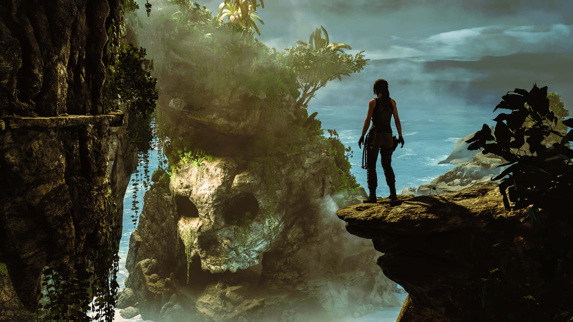 Lara Croft Takes The Plunge And Discovers The Dangers Of The Depths Within Shadow Of The Tomb Raider Background