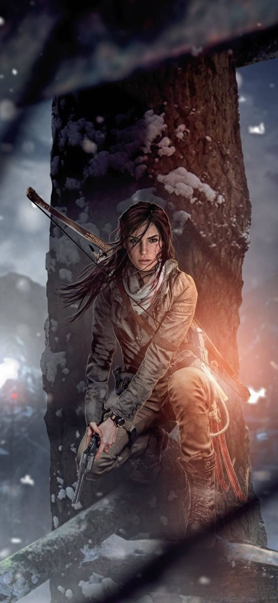 Lara On Fire Tomb Raider Iphone Background