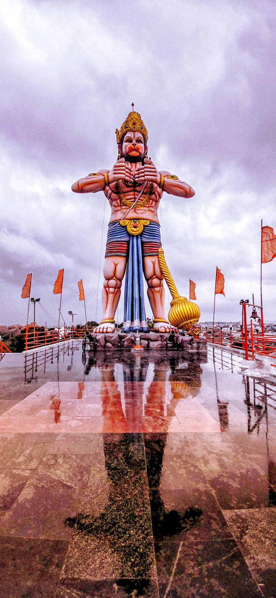 Large And Colorful God Hanuman Statue Background
