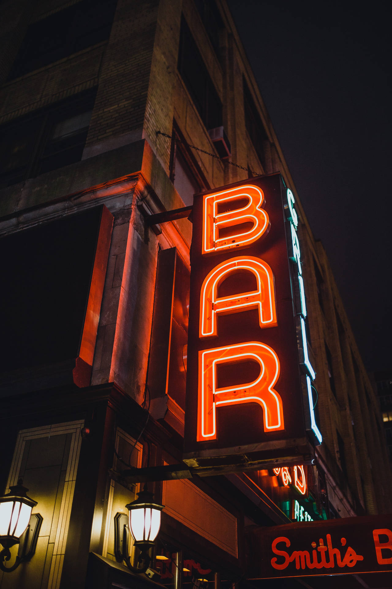 Large Bar Neon Sign Background